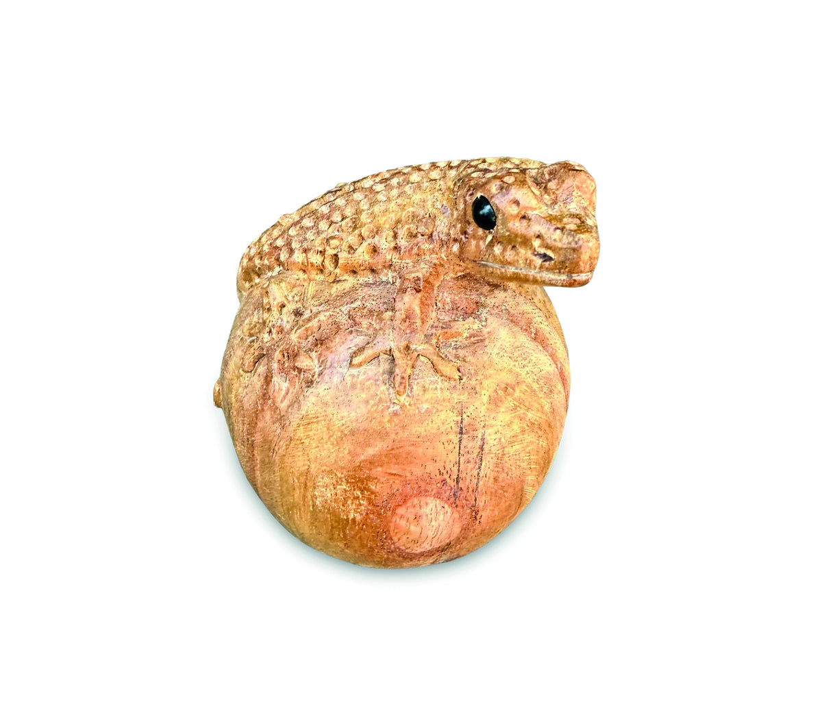 Hand-Carved Gecko On Egg Small 10cm