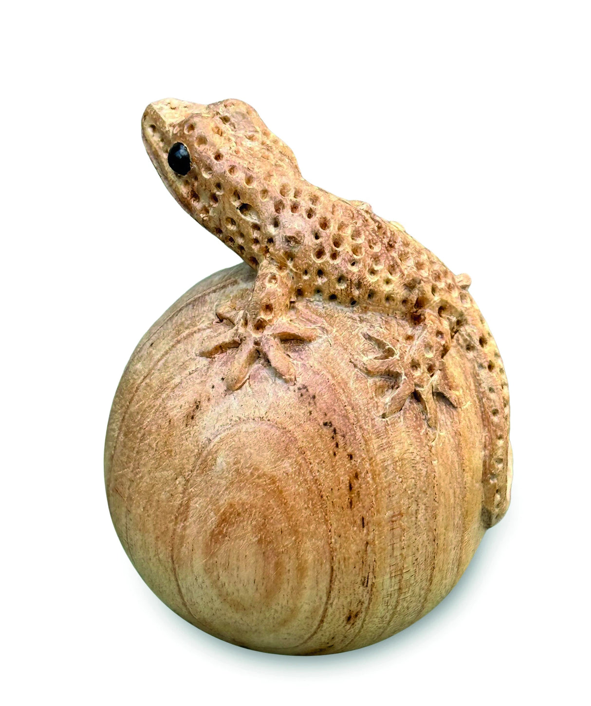 Hand-Carved Gecko On Egg Small 10cm