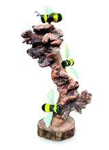 Painted 3 Bumblebees On Parasite Wood 18cm