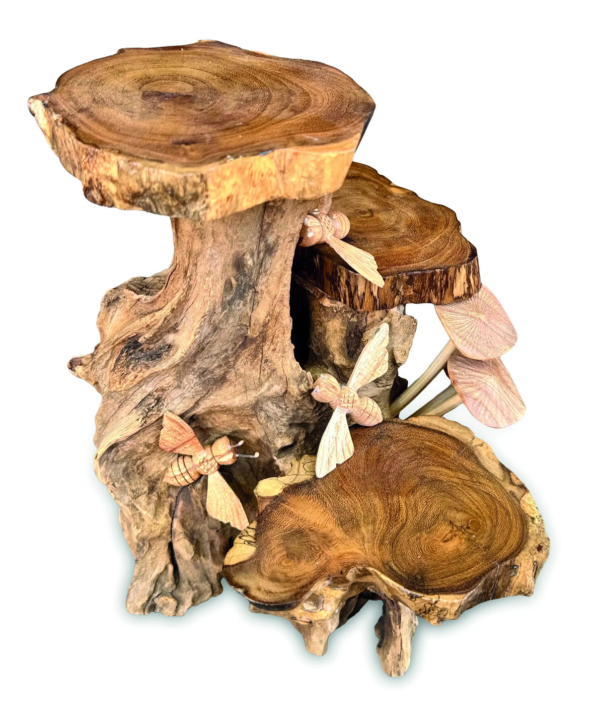 Triple Mini Shelves With Bees And Mushrooms 24cm