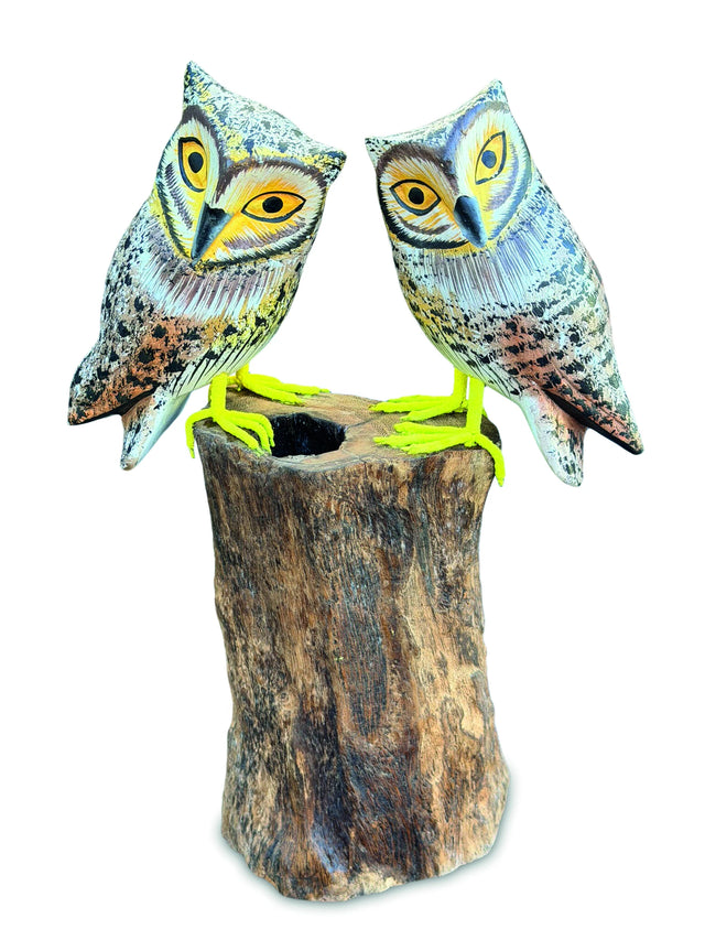 Painted Double Tawny Owls 27cm