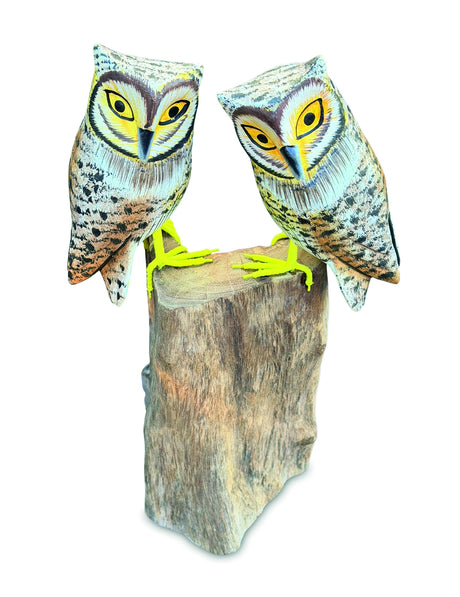 Painted Double Tawny Owls 27cm