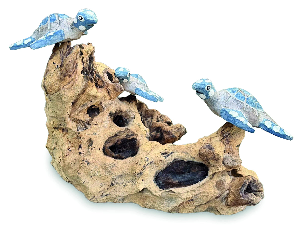 3 Swimming Turtles On Coral