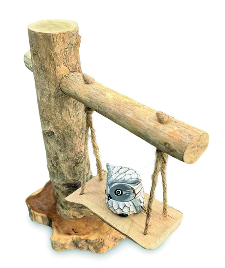 Baby Owl On A Swing 30cm