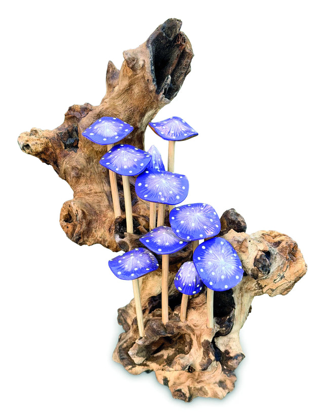 10 Lilac Mushrooms Cluster Mini Sculpture 25cm
