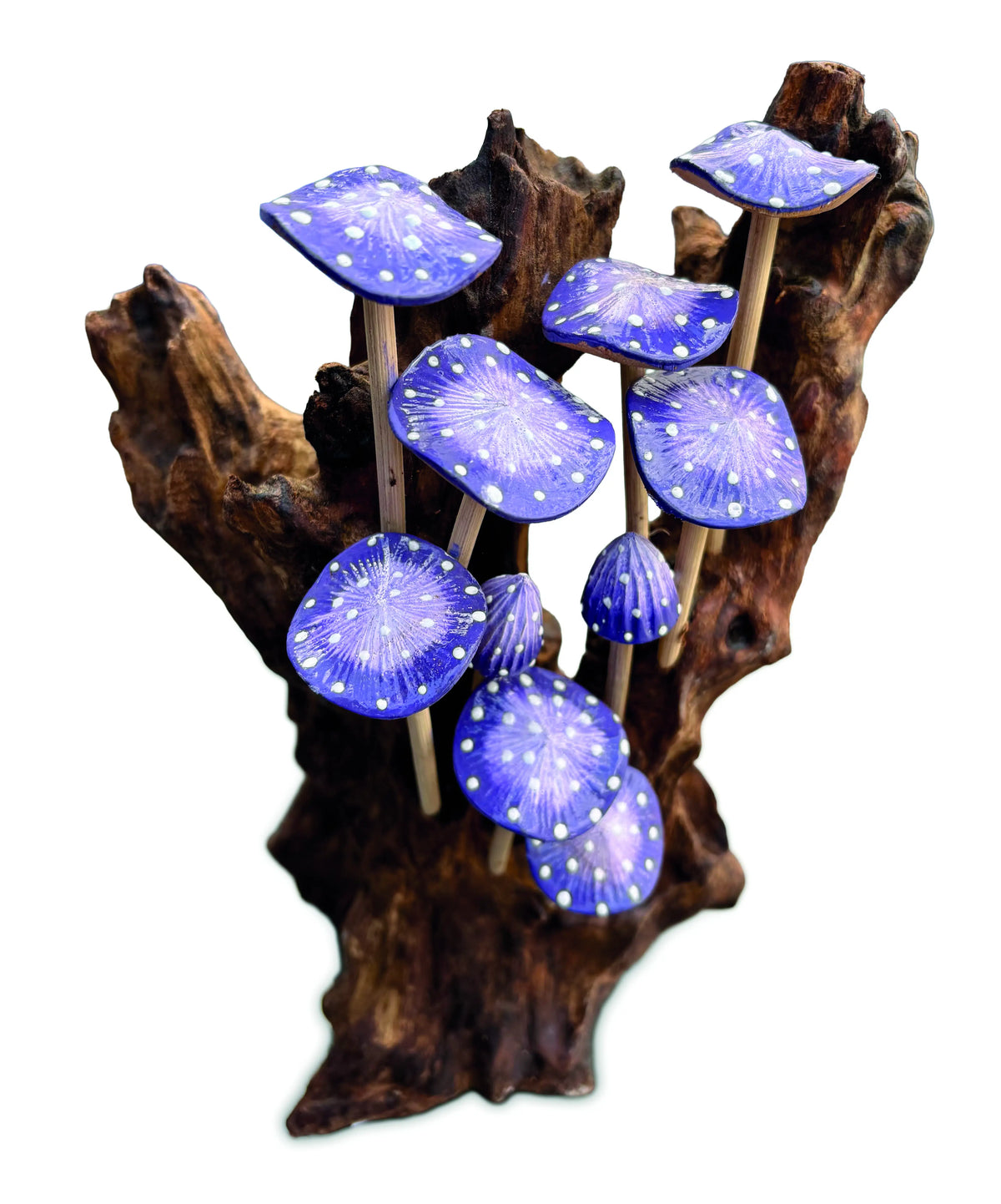 10 Lilac Mushrooms Cluster Mini Sculpture 25cm