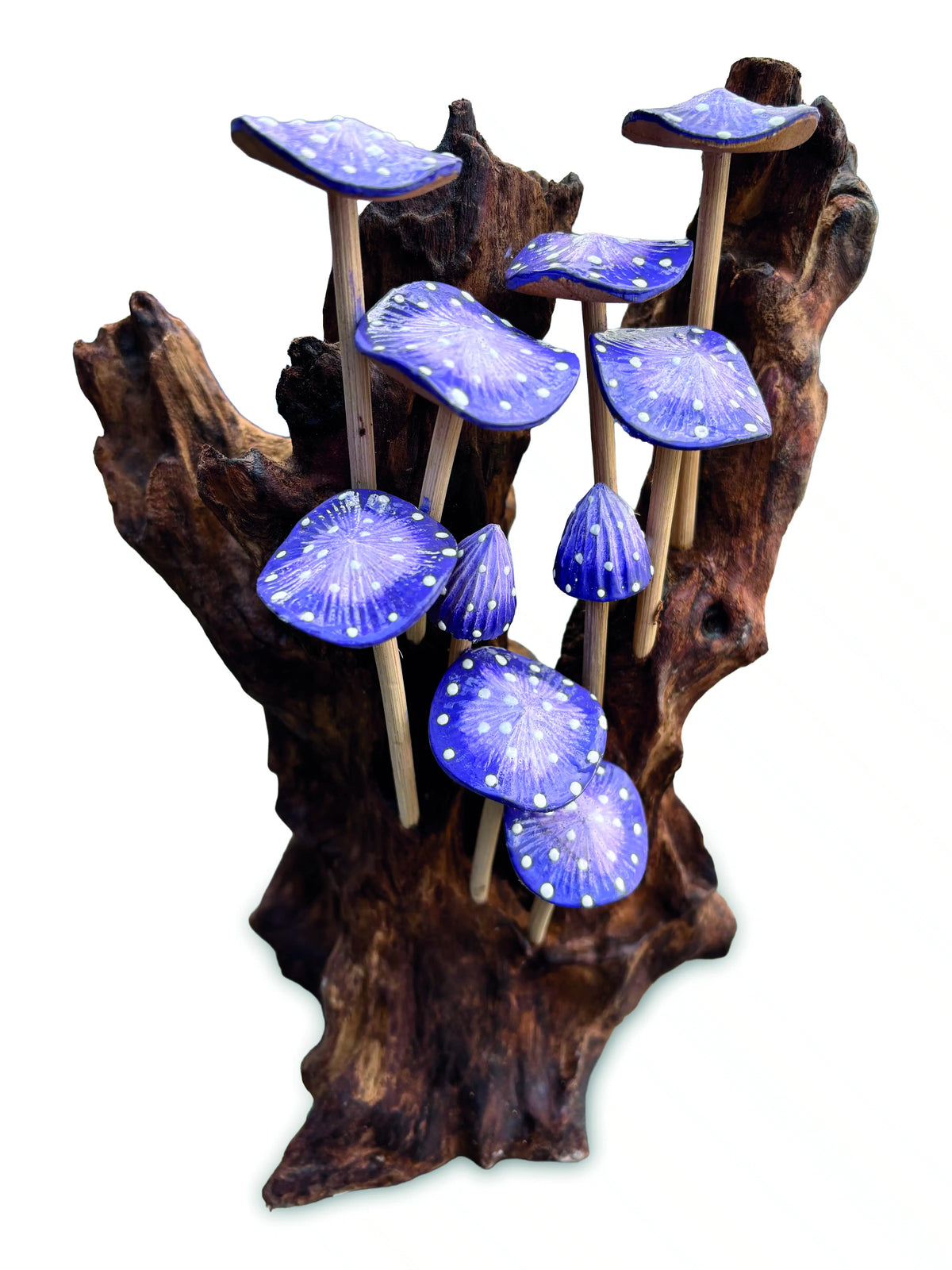 10 Lilac Mushrooms Cluster Mini Sculpture 25cm