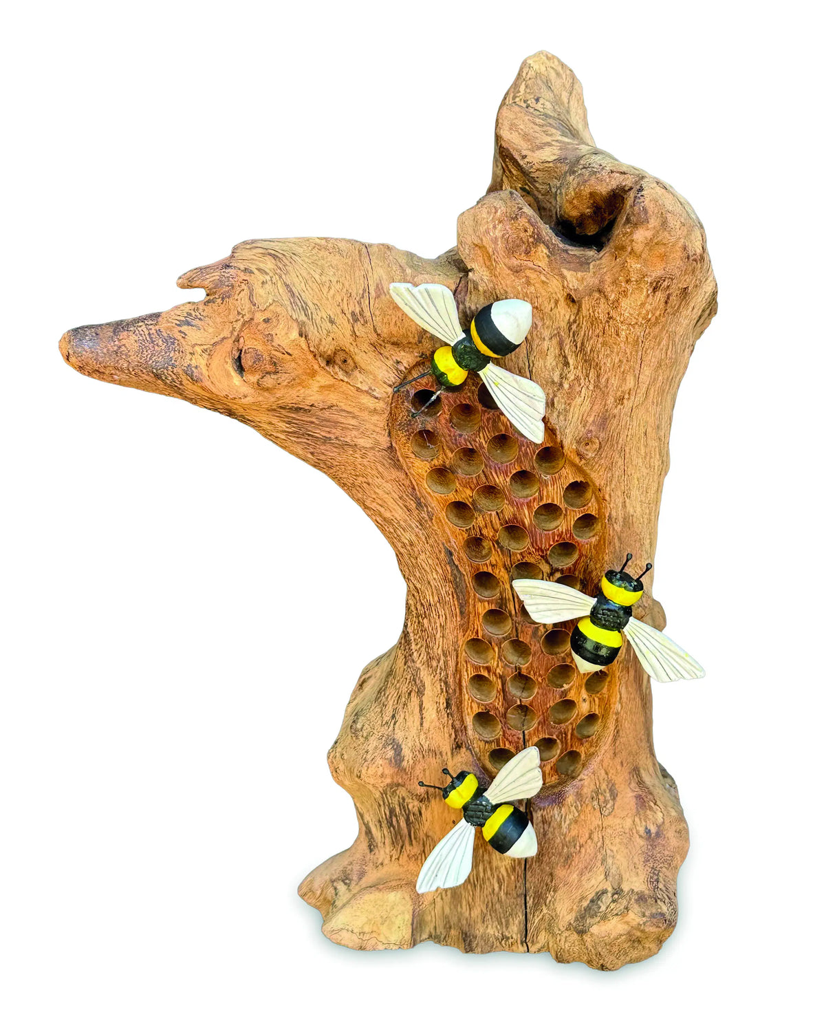 Bumblebee Honeycomb Sculpture 25cm With 3 Painted Bees
