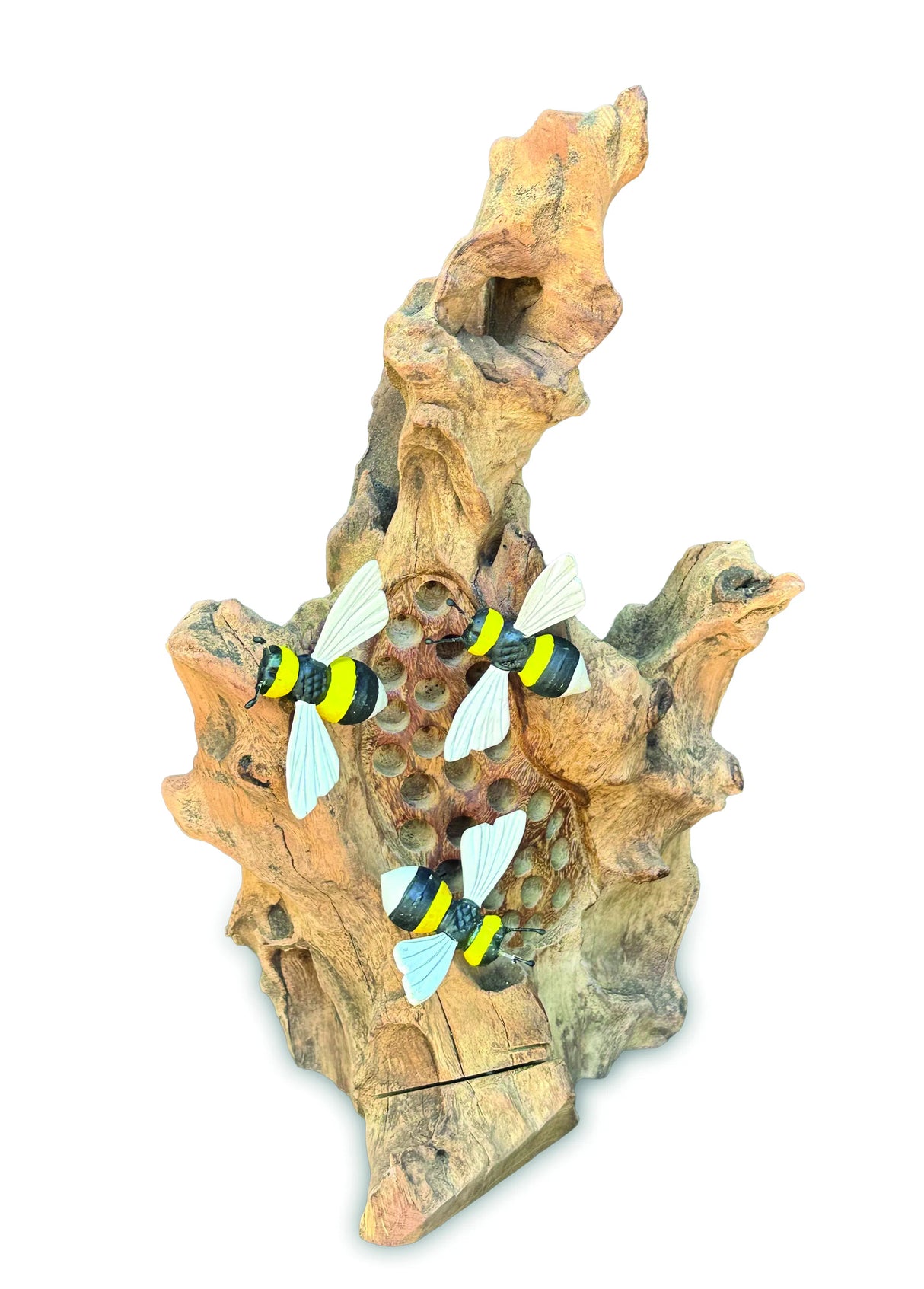 Bumblebee Honeycomb Sculpture 25cm With 3 Painted Bees