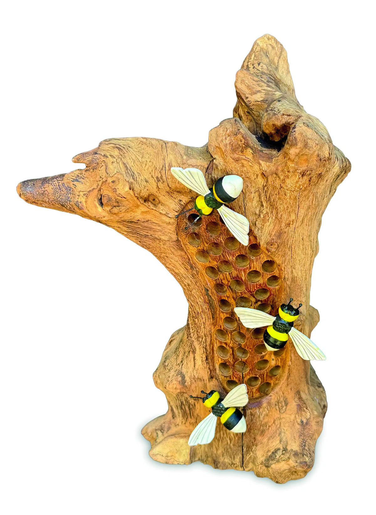 Bumblebee Honeycomb Sculpture 25cm With 3 Painted Bees