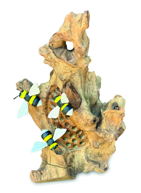 Bumblebee Honeycomb Sculpture 25cm With 3 Painted Bees
