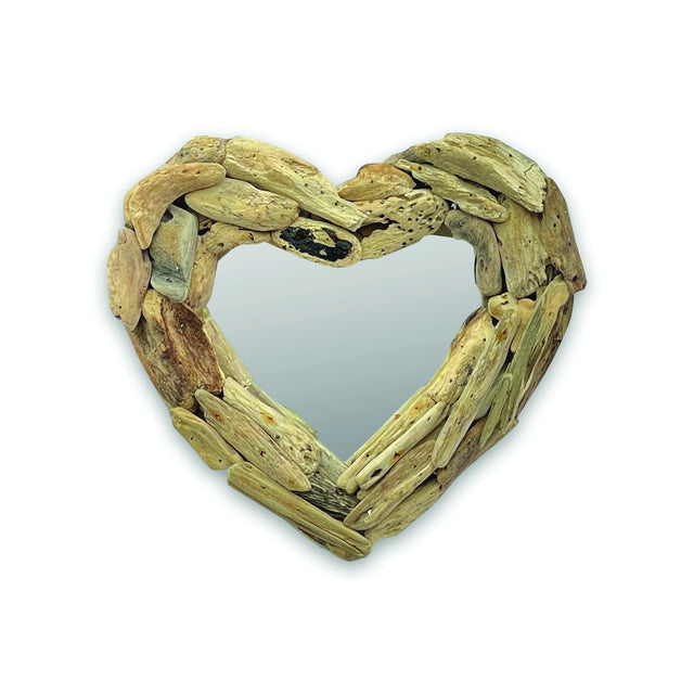 Driftwood Heart Mirror 30cm
