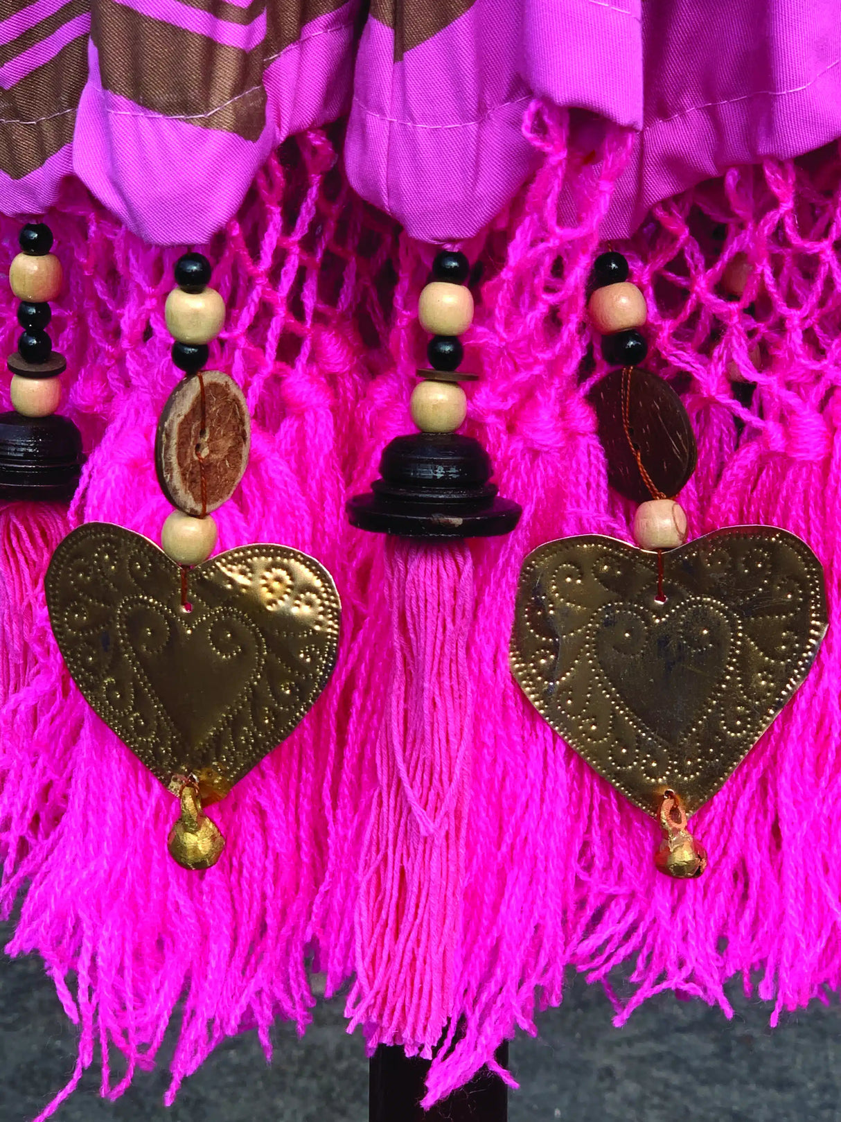 Bali Sun Parasol Bubblegum Pink And Gold 2m (With Pole Joint)
