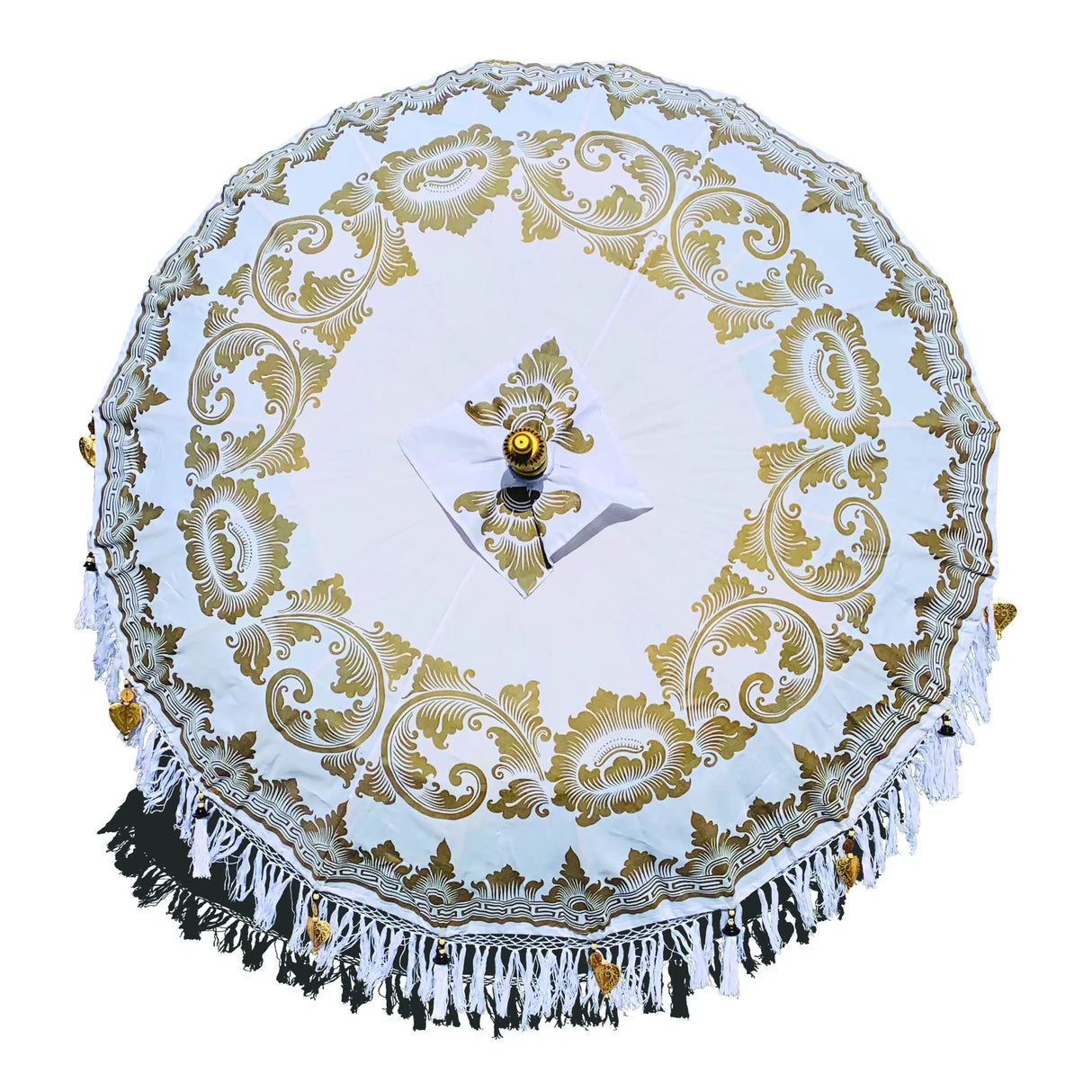 Bali Sun Parasol Cloud White And Gold 2m (With Pole Joint)