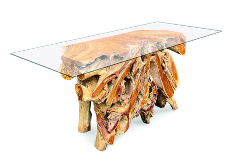 Root Console Table Small With 135cm X 47cm Glass. 80cm H
