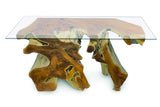 Root Console Table Small With 135cm X 47cm Glass. 80cm H