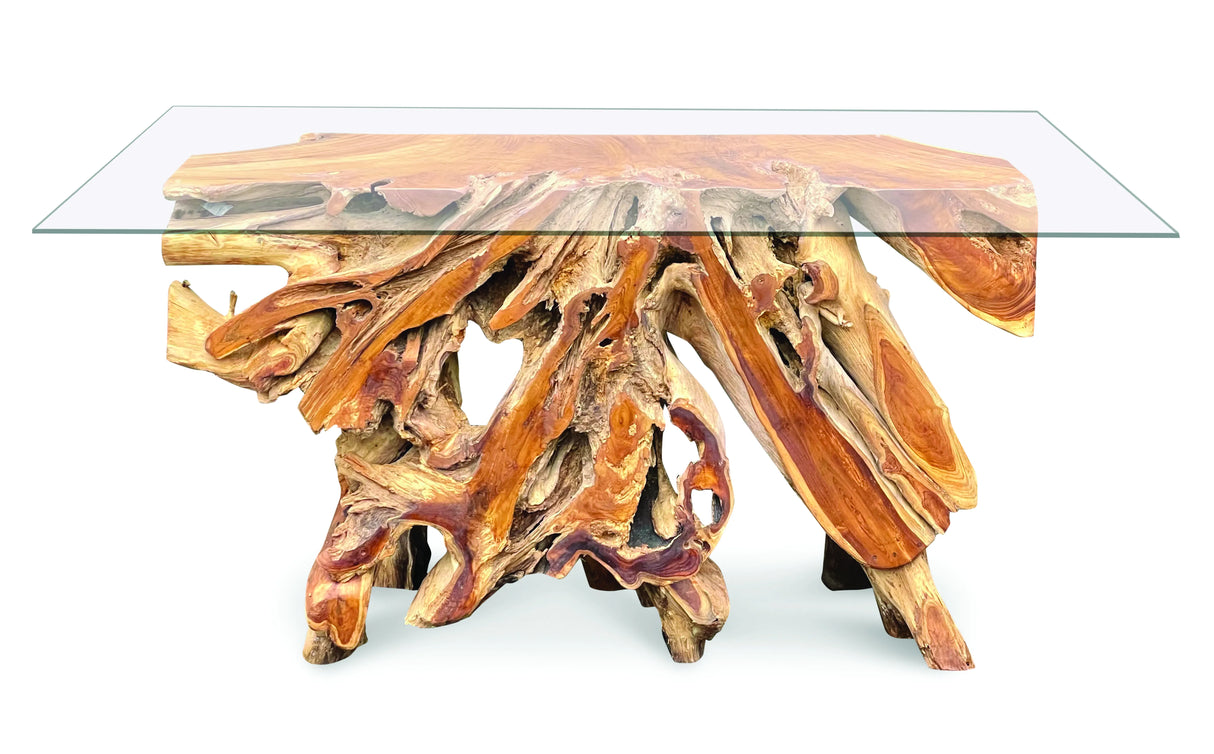 Root Console Table Small With 135cm X 47cm Glass. 80cm H
