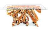 Root Console Table Small With 135cm X 47cm Glass. 80cm H