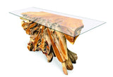 Root Console Table Small With 135cm X 47cm Glass. 80cm H