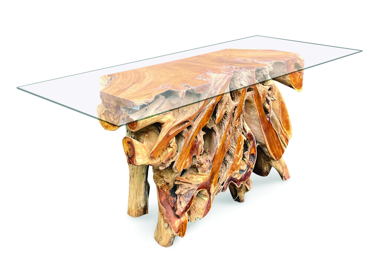 Root Console Table Small With 135cm X 47cm Glass. 80cm H