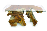 Root Console Table Small With 135cm X 47cm Glass. 80cm H