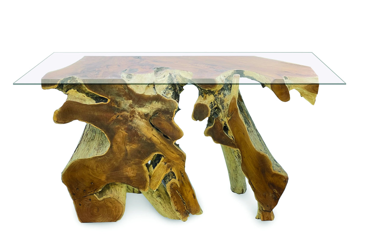 Root Console Table Small With 135cm X 47cm Glass. 80cm H