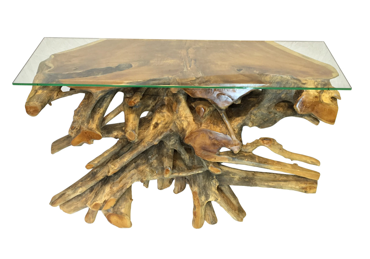 Root Console Table Small With 135cm X 47cm Glass. 80cm H