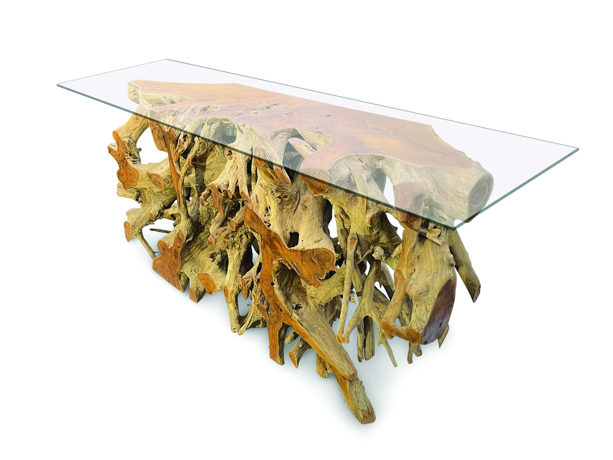 Root Console Table Large With 175cm X 55cm Glass, 80cm H