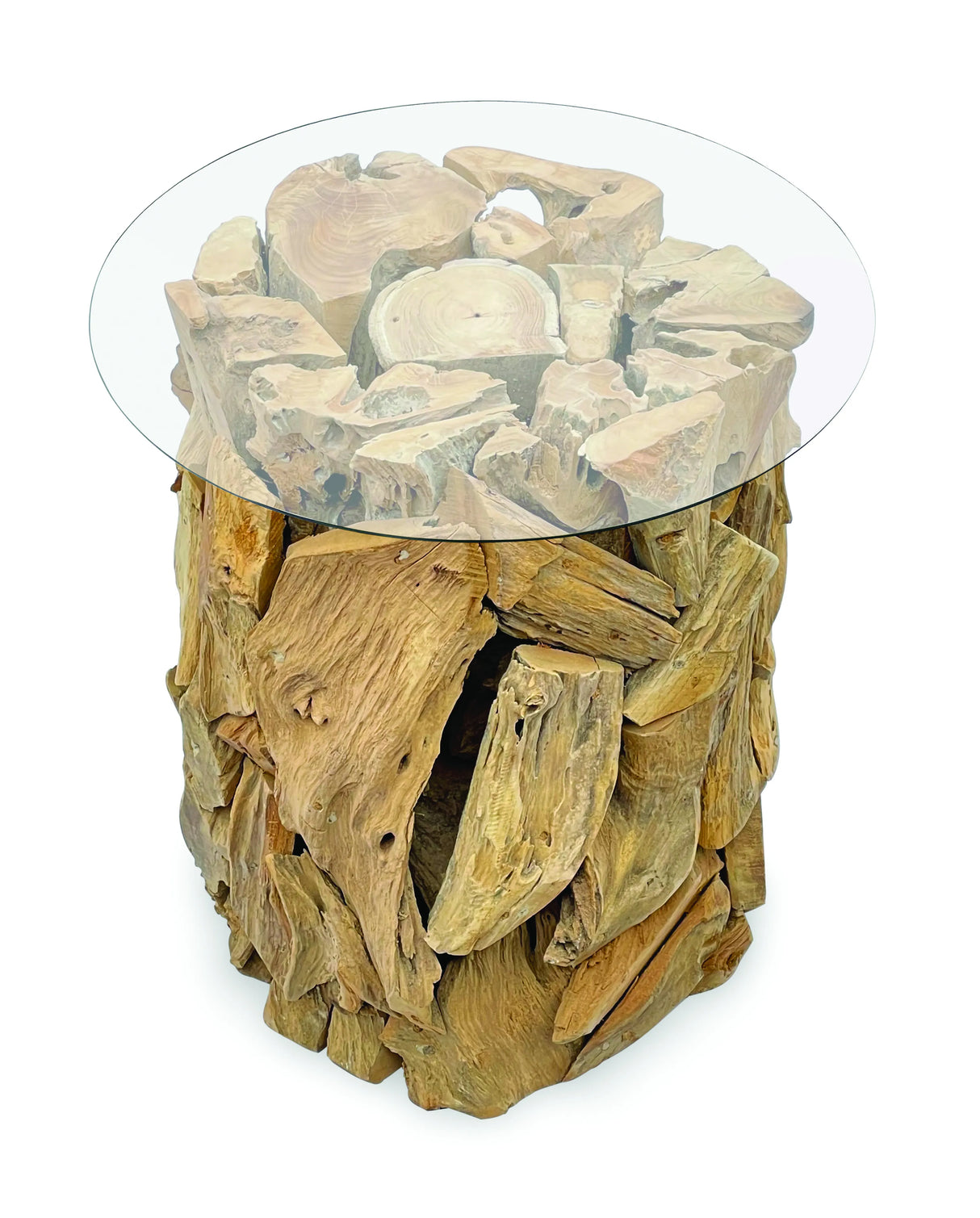 Root Forest Side Table With 60cm Round Glass