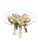 Root Round Dining Table Small With 120cm Round Glass