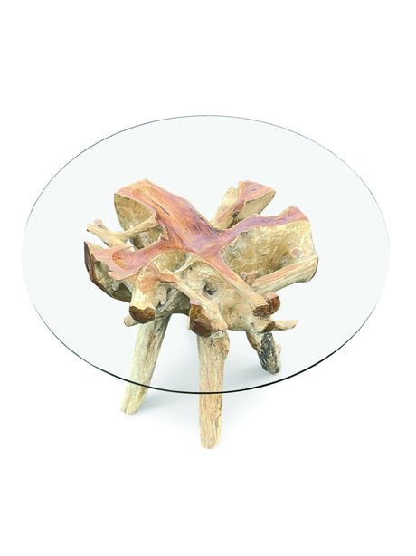 Root Round Dining Table Small With 120cm Round Glass