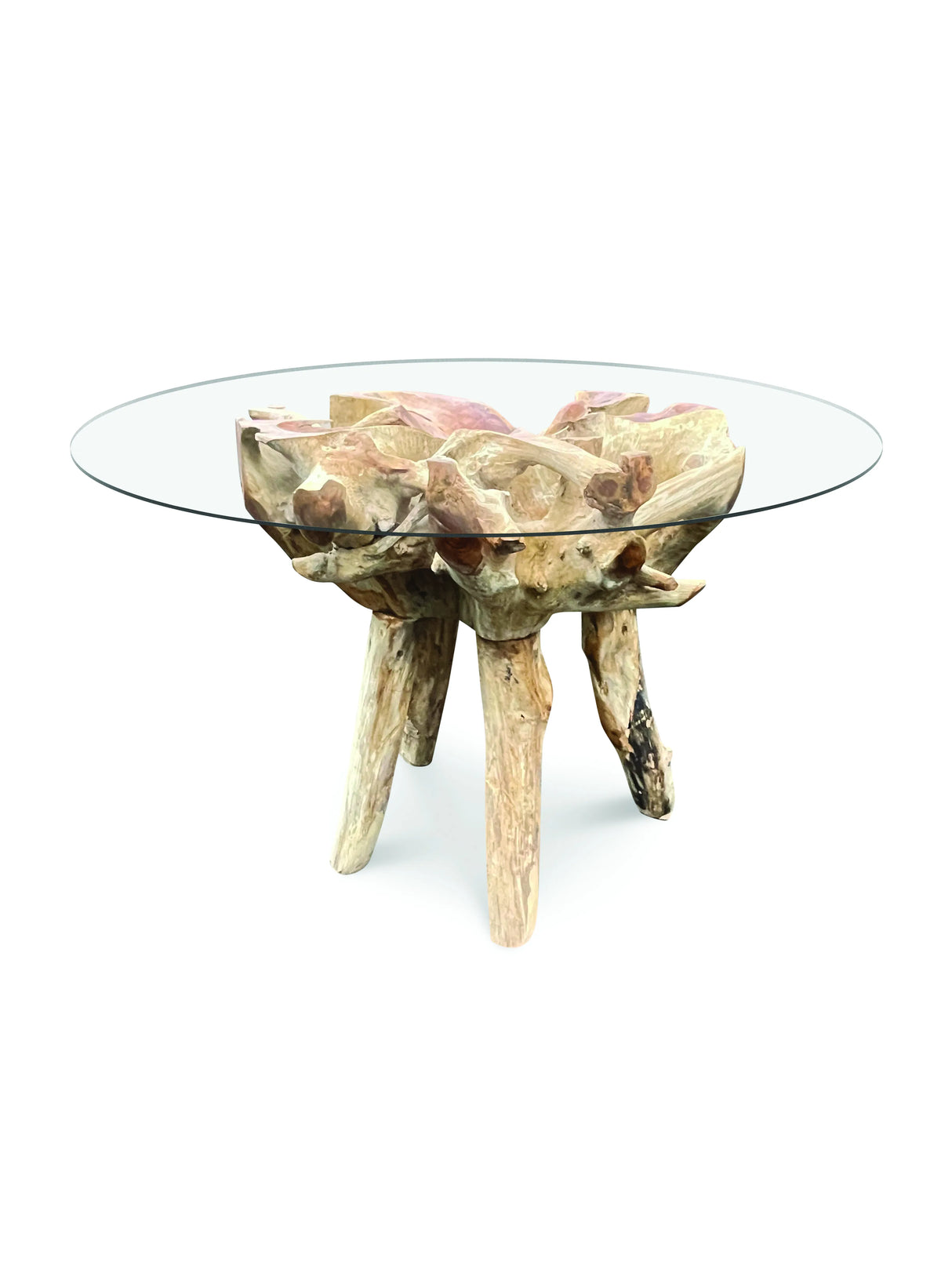 Root Round Dining Table Small With 120cm Round Glass