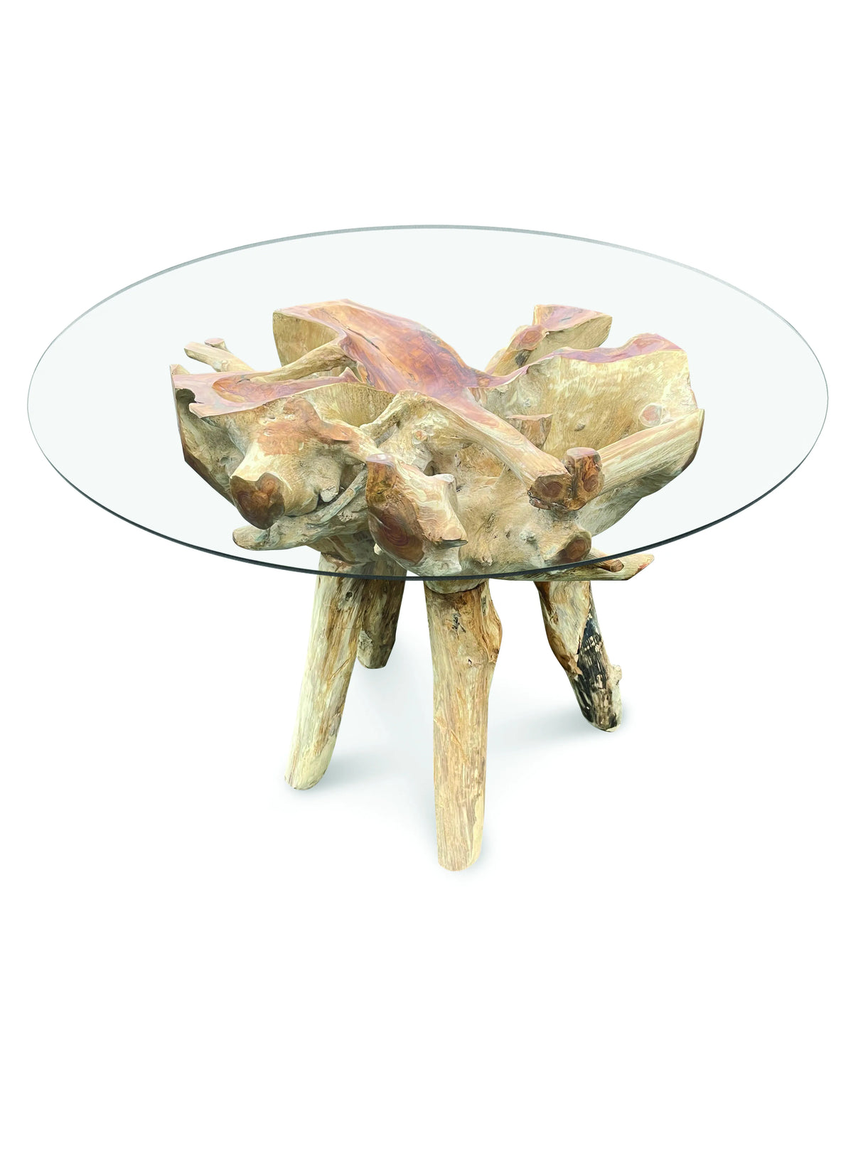 Root Round Dining Table Small With 120cm Round Glass