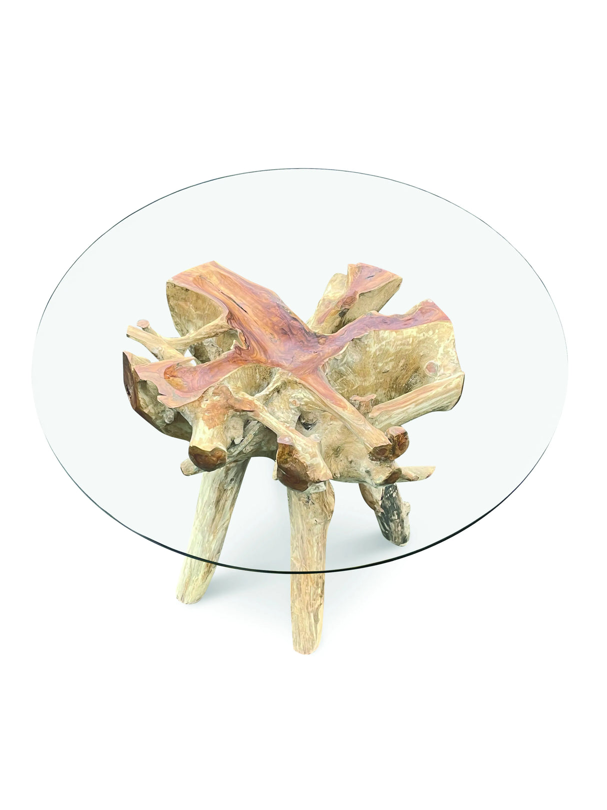 Root Round Dining Table Small With 120cm Round Glass