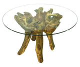 Root Round Dining Table Small With 120cm Round Glass