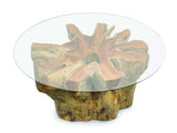 Root Lombok Coffee Table Round Small With 90cm Round Glass