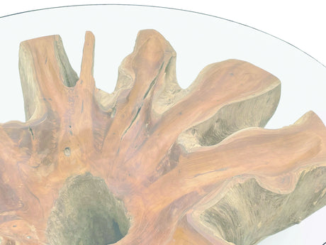 Root Lombok Coffee Table Round Small With 90cm Round Glass
