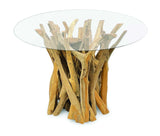 Root Driftwood Round Dining Table With 120cm Round Glass