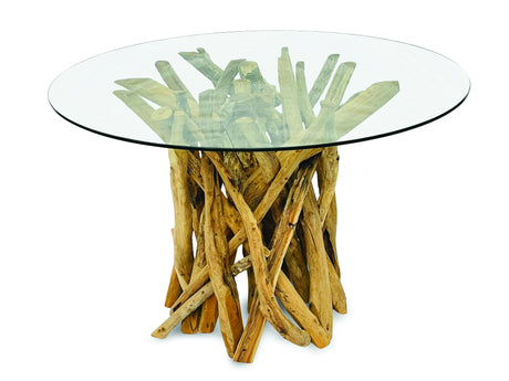Root Driftwood Round Dining Table With 120cm Round Glass