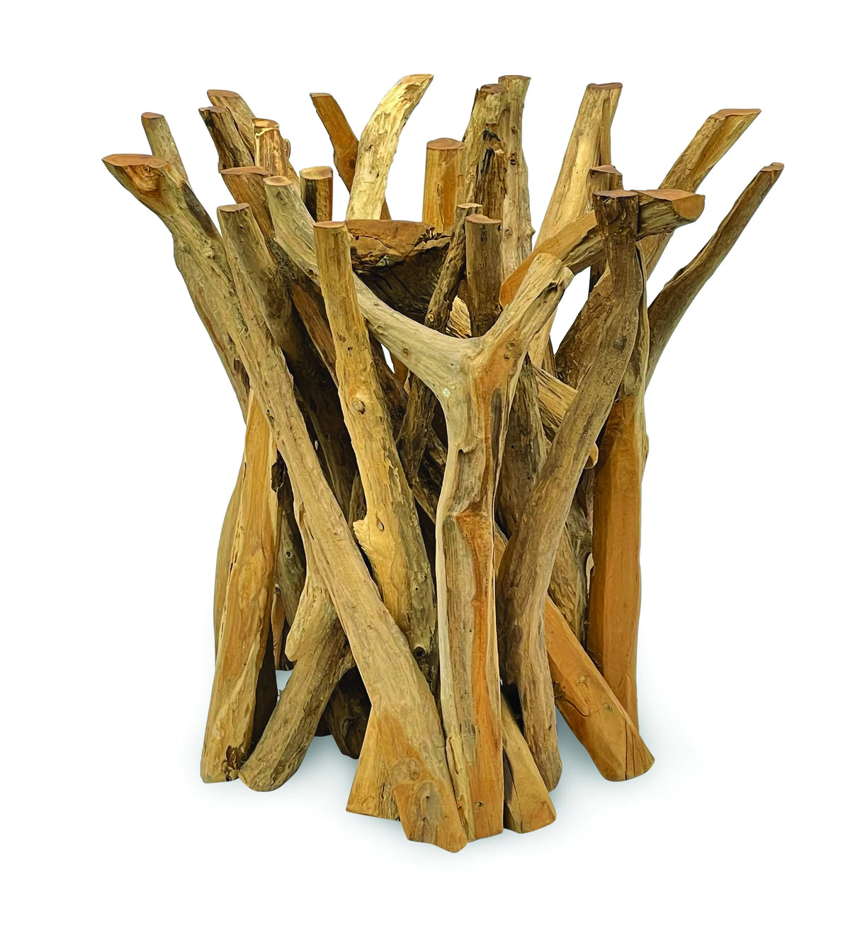 Root Driftwood Round Dining Table With 120cm Round Glass