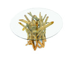 Root Driftwood Round Dining Table With 120cm Round Glass