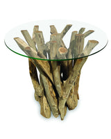 Root Driftwood Side Table With 60cm Glass
