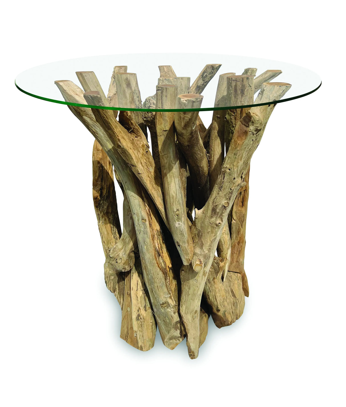 Root Driftwood Side Table With 60cm Glass