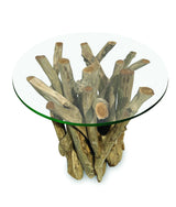 Root Driftwood Side Table With 60cm Glass