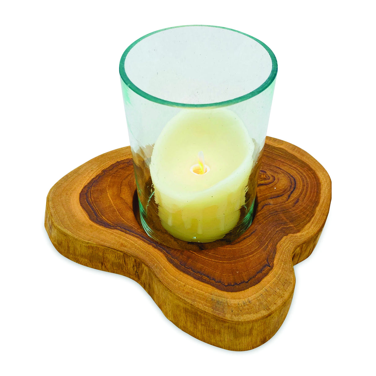 Root Natural Table Candle Lantern With Glass