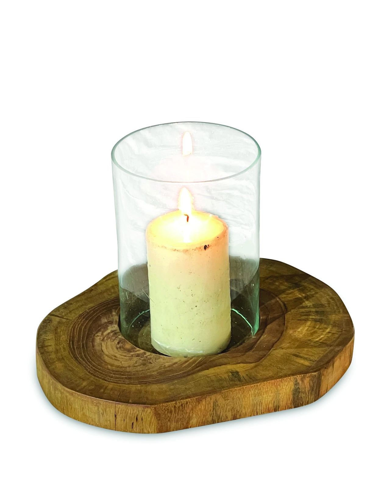 Root Natural Table Candle Lantern With Glass