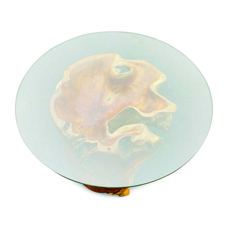 Root Round Lombok Coffee Table Extra Small With 70cm Glass
