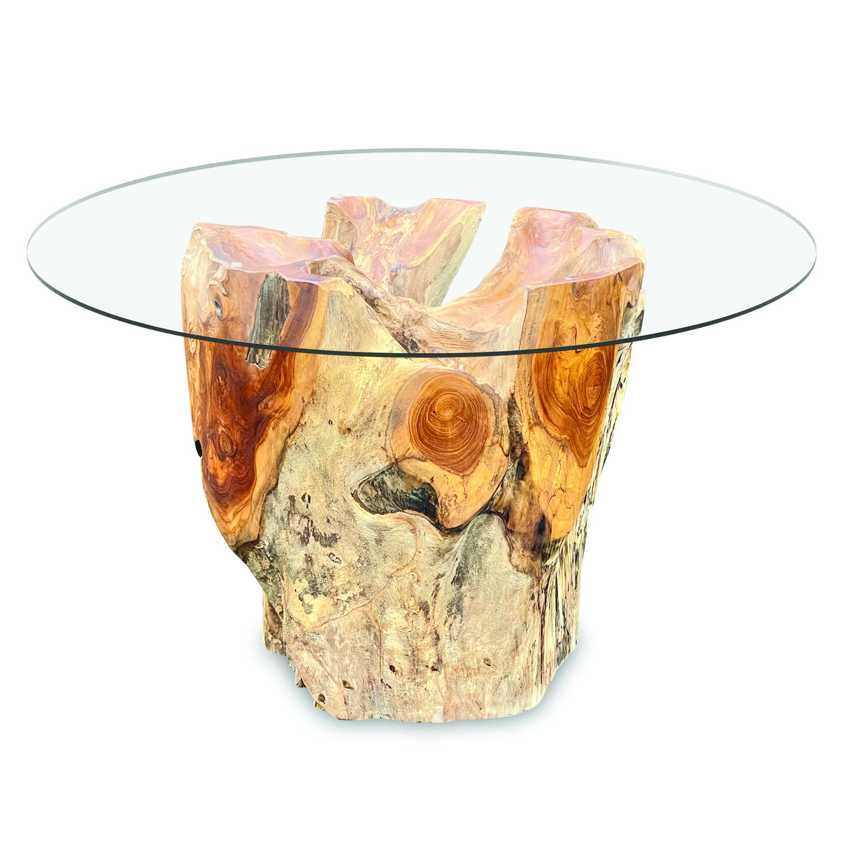Root Round Lombok Coffee Table Extra Small With 70cm Glass