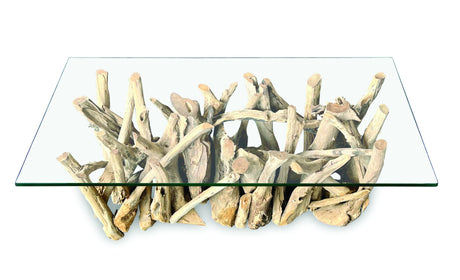 Driftwood Rectangle Coffee Table With 120 X 60cm Glass