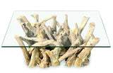 Driftwood Rectangle Coffee Table With 100x70cm Glass